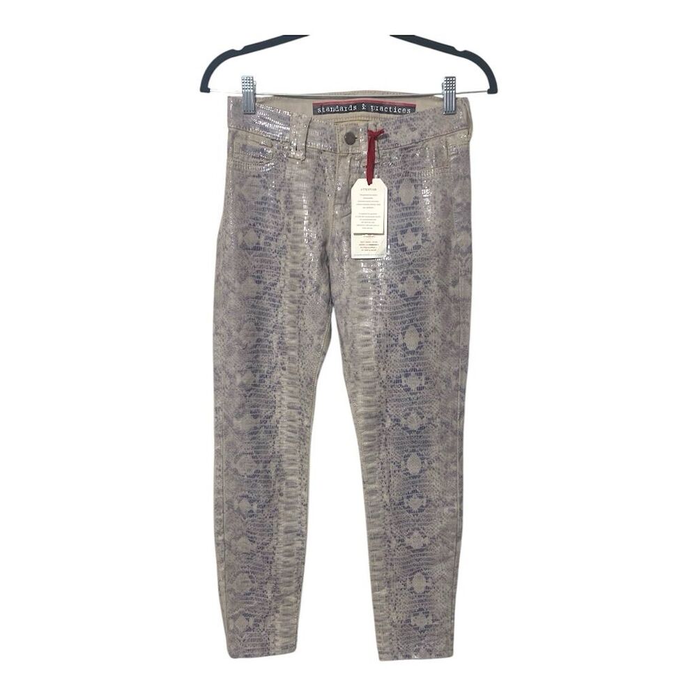 Standards & Practices Women's Coated Snake Print Ankle Skinny Jeans‎ Size 25